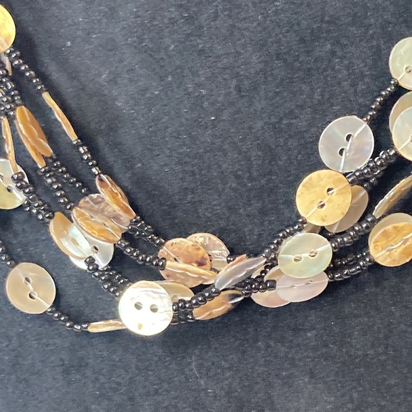 19" Eclectic Button and Seed Bead Multi Strand Necklace - Picture 5 of 10